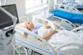 Middle-aged woman lies on a special hospital bed Royalty Free Stock Photo