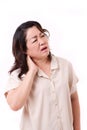 Middle aged woman suffering from neck pain Royalty Free Stock Photo