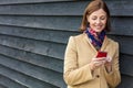 Middle Aged Woman Using Mobile Cell Phone Royalty Free Stock Photo