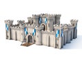 Middle ages castle, medieval fortress 3d rendering Royalty Free Stock Photo