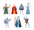 Middle ages fairy tale people characters, flat vector illustration isolated. Royalty Free Stock Photo