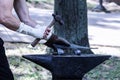 Forging the Might of the Middle Ages: Crafting a Medieval Battle Axe Royalty Free Stock Photo