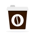 Middle coffee plastic mug with lid vector flat isolated