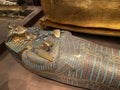 Middle coffin shows pharaoh Tutanchamun and famous gold Mask. 14.03.2021 - Oerlikon, Switzerland