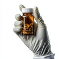 In the middle of a Covid-19 outbreak, a pharmacist is holding pills and medication Royalty Free Stock Photo