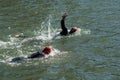 middle distance triathlon bilbao swimmer sign victory