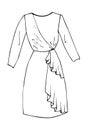 middle dress cloth Hand drawn fashion sketch. Flat vector isolated outline illustration