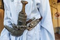 Omani man with khanjar knife at the Souk in Sinaw Royalty Free Stock Photo