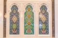 Decorative windows in the Sultan Qaboos Grand Mosque in Muscat Royalty Free Stock Photo