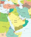 Middle East and Asia - map - illustration. Royalty Free Stock Photo