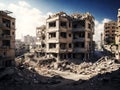 Middle east city destroyed by war bombing, generated by AI