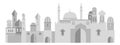 Middle east cityscape. Eastern city monochrome panorama Royalty Free Stock Photo