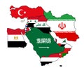 Middle East flag map