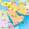 Middle east map with flags Royalty Free Stock Photo