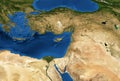 Middle East map in global satellite photo