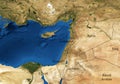 Middle East map in global satellite photo