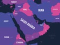 Middle East map. High detailed political map of Middle East and Arabian Peninsula region with country, capital, ocean Royalty Free Stock Photo