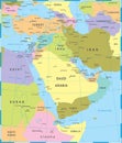 Middle East Map - Vector Illustration Royalty Free Stock Photo