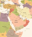 Middle East Map - Vintage Vector Illustration Royalty Free Stock Photo