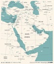 Middle East Map - Vintage Vector Illustration Royalty Free Stock Photo