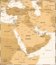 Middle East Map - Vintage Vector Illustration Royalty Free Stock Photo