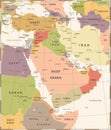 Middle East Map - Vintage Vector Illustration Royalty Free Stock Photo