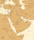 Middle East Map - Vintage Vector Illustration Royalty Free Stock Photo