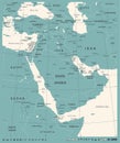 Middle East Map - Vintage Vector Illustration Royalty Free Stock Photo