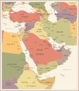 Middle East Map - Vintage Vector Illustration Royalty Free Stock Photo