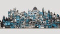 Middle East old town cartoon. Travel holiday voyage tourism arabian city. Cityscape colored vector illustration