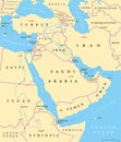 Middle East political map Royalty Free Stock Photo