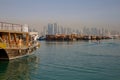 Middle East, Qatar, Doha, Harbour Boats & West Bay Central Financial District from East Bay District