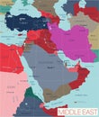 Middle East region detailed editable map Royalty Free Stock Photo