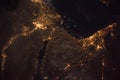 Middle east from space at night Royalty Free Stock Photo