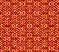 Middle east style red orange yellow hexagonal seamless pattern