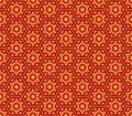 Middle east style red orange yellow hexagonal seamless pattern