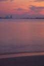 Middle East, United Arab Emirates, Dubai, City Skyline & Burj Al Arab at Sunset from Jumeirah Beach Royalty Free Stock Photo