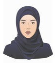 Middle Eastern arabian woman. Vector line sketch illustration. Royalty Free Stock Photo