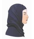 Middle Eastern arabian woman. Vector line sketch illustration.