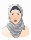 Middle Eastern arabian woman. Vector line sketch illustration.