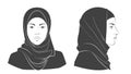 Middle Eastern arabian woman. Vector line sketch illustration. Royalty Free Stock Photo