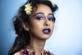 Middle Eastern Arabic beauty model with dark blue lips