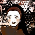 Middle eastern beautiful girl,stylized retro picture