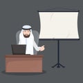 middle eastern businessman at work. Vector illustration decorative design