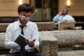 Middle-Eastern Businessman Working in Hotel