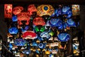 Middle Eastern colored lanterns close-up view.