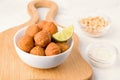 Middle Eastern cuisine. Vegan dish of chickpea falafel. Royalty Free Stock Photo
