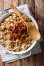 Middle Eastern food: Mujaddara rice with lentils and fried onion Royalty Free Stock Photo