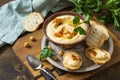 Middle Eastern, Hummus Arabic Cuisine. Vegetarian dips Homemade chickpea hummus with olive oil, paprika on a rustic table.