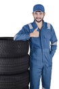 Middle eastern mechanic shows thumb up Royalty Free Stock Photo